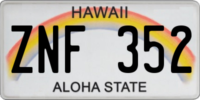 HI license plate ZNF352