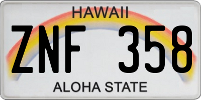 HI license plate ZNF358