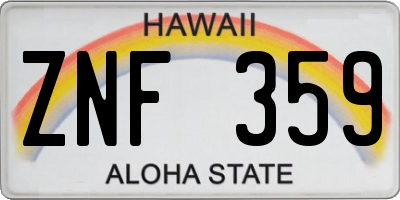 HI license plate ZNF359