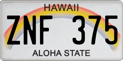 HI license plate ZNF375