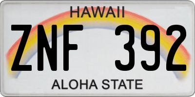 HI license plate ZNF392
