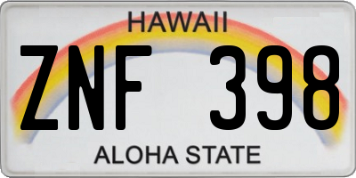HI license plate ZNF398