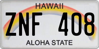 HI license plate ZNF408