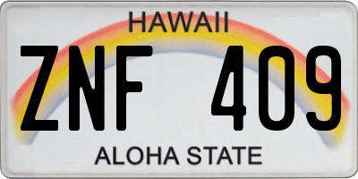 HI license plate ZNF409