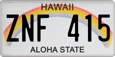 HI license plate ZNF415