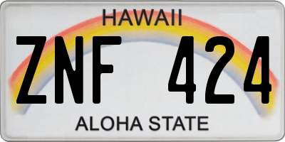 HI license plate ZNF424