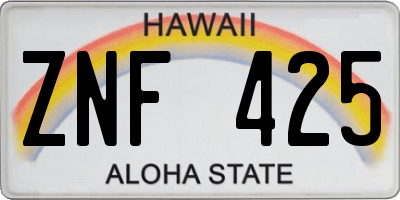 HI license plate ZNF425
