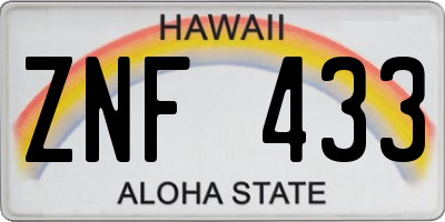 HI license plate ZNF433