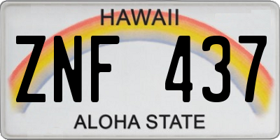 HI license plate ZNF437