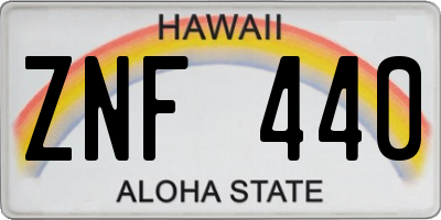 HI license plate ZNF440