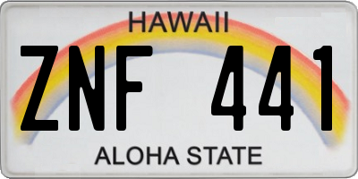 HI license plate ZNF441