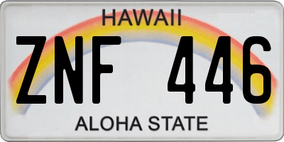 HI license plate ZNF446