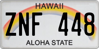 HI license plate ZNF448