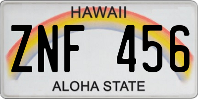 HI license plate ZNF456