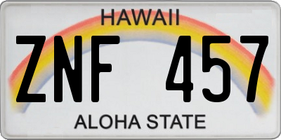 HI license plate ZNF457