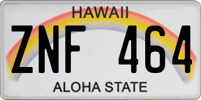 HI license plate ZNF464