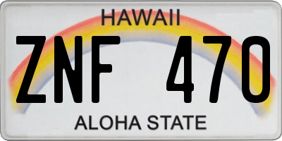 HI license plate ZNF470