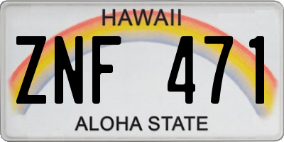 HI license plate ZNF471