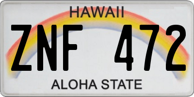 HI license plate ZNF472