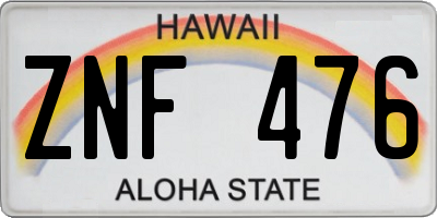 HI license plate ZNF476