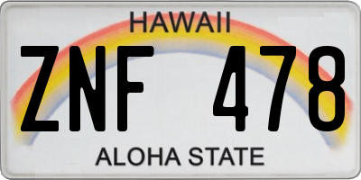 HI license plate ZNF478
