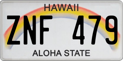 HI license plate ZNF479