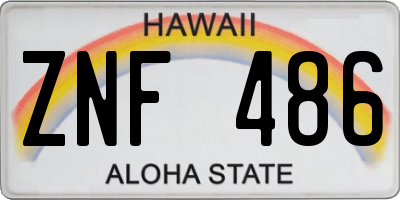 HI license plate ZNF486