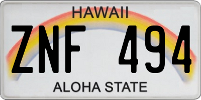 HI license plate ZNF494