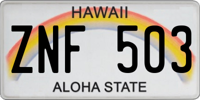 HI license plate ZNF503