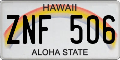 HI license plate ZNF506