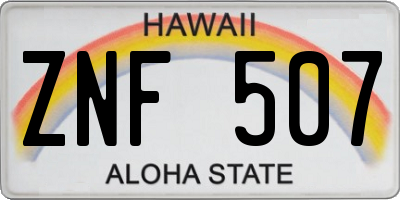 HI license plate ZNF507