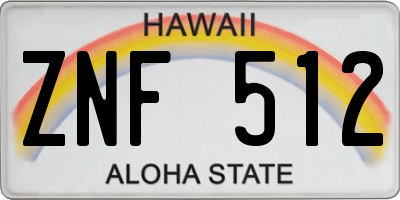HI license plate ZNF512