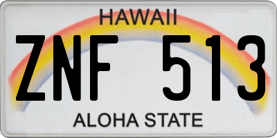 HI license plate ZNF513