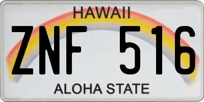 HI license plate ZNF516