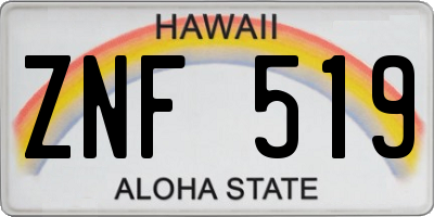 HI license plate ZNF519