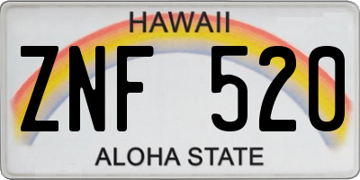 HI license plate ZNF520