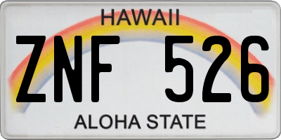 HI license plate ZNF526