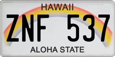 HI license plate ZNF537