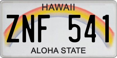HI license plate ZNF541