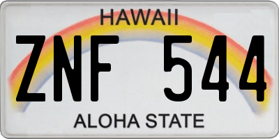 HI license plate ZNF544