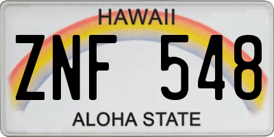 HI license plate ZNF548