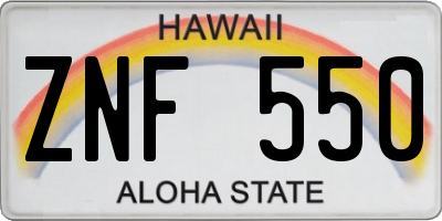HI license plate ZNF550