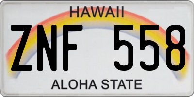 HI license plate ZNF558