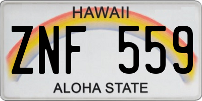 HI license plate ZNF559