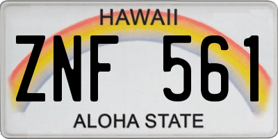 HI license plate ZNF561