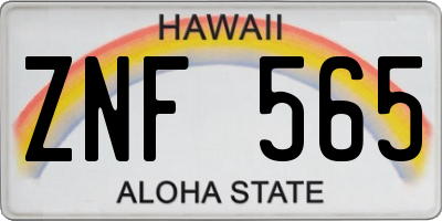 HI license plate ZNF565
