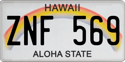 HI license plate ZNF569
