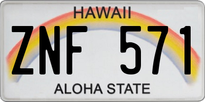 HI license plate ZNF571