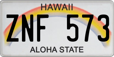 HI license plate ZNF573