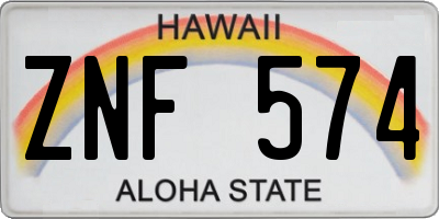 HI license plate ZNF574